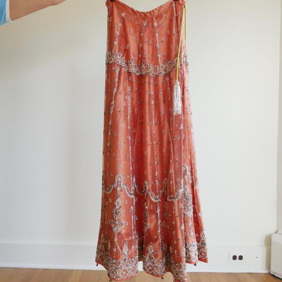 Vintage Beaded Skirt Low Rise Maxi Fairy Embroidered Indian Intricately Beaded - Picture 10 of 10